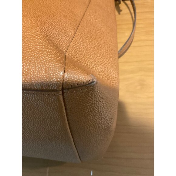 Henri Bendel Carlyle Satchel Pebbled Leather Carmel Handles & Crossbody Strap - Picture 9 of 14